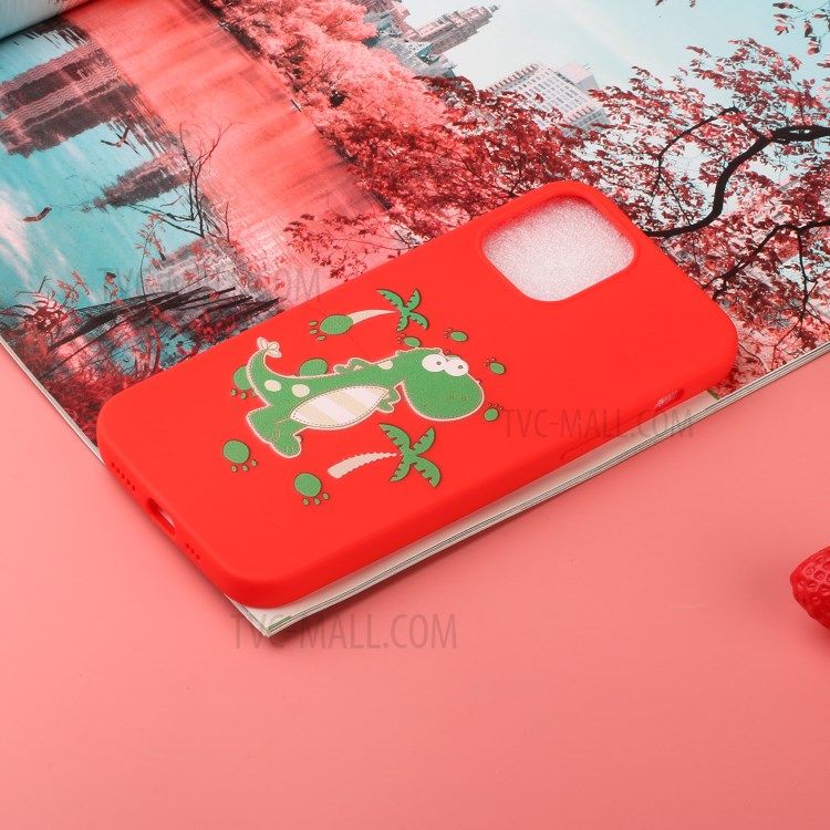 Pattern Printing TPU Gel Protective Case with Silicone Strap for iPhone 12 Pro/12 - Red-5