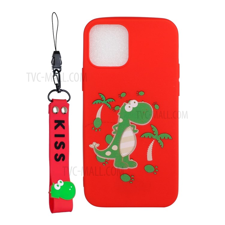 Pattern Printing TPU Gel Protective Case with Silicone Strap for iPhone 12 Pro Max 6.7-inch - Red-1