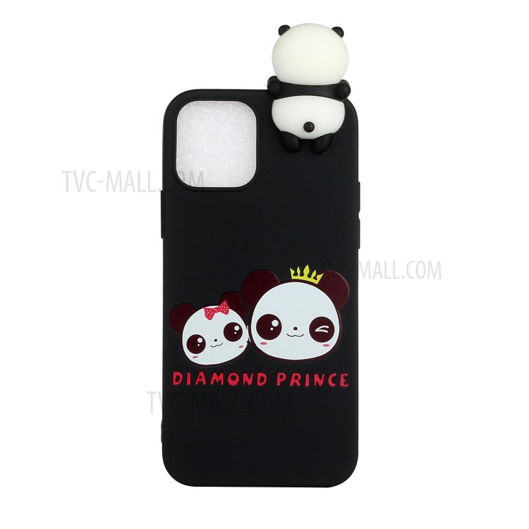 3D Doll Decor Soft TPU Mobile Phone Case for iPhone 12 5.4 inch - Couple Panda-1