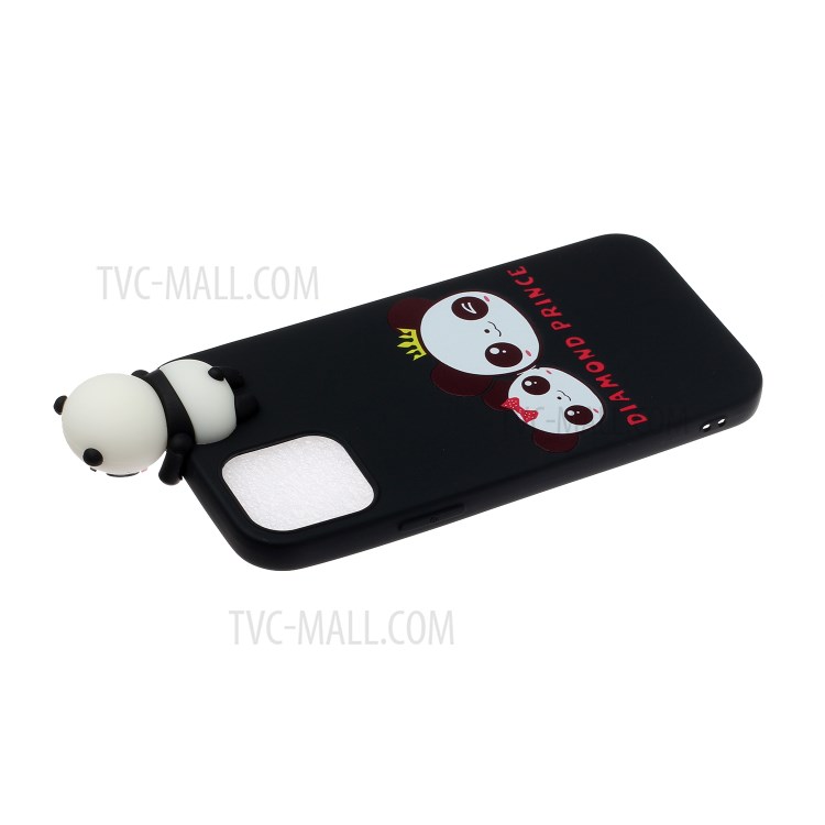 3D Doll Decor Soft TPU Mobile Phone Case for iPhone 12 5.4 inch - Couple Panda-4