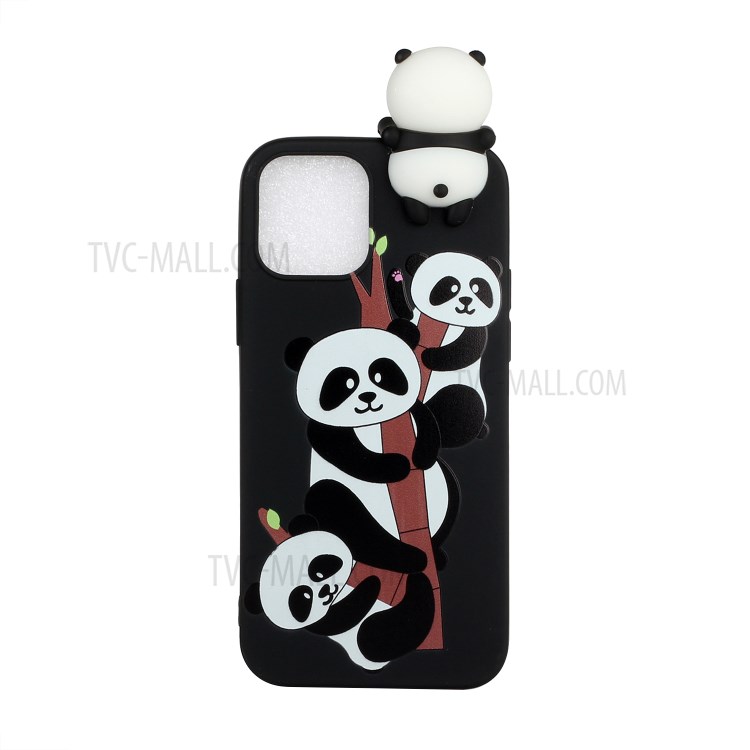 3D Doll Decor Soft TPU Cell Phone Case for iPhone 12 Pro / 12 Max 6.1 inch - Three Pandas-1