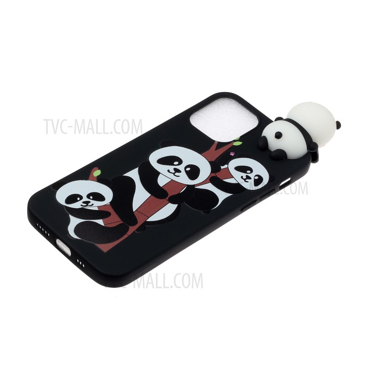 3D Doll Decor Soft TPU Cell Phone Case for iPhone 12 Pro / 12 Max 6.1 inch - Three Pandas-3