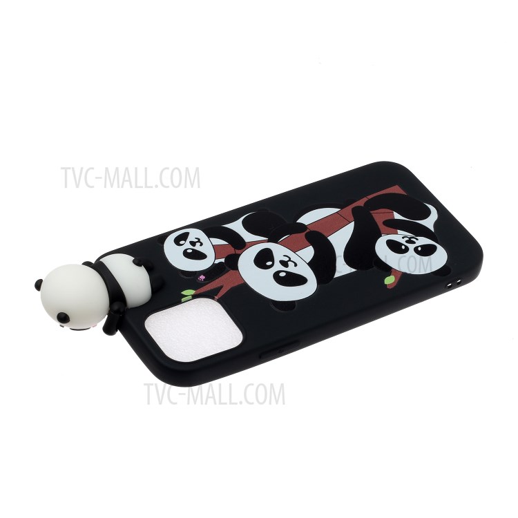 3D Doll Decor Soft TPU Cell Phone Case for iPhone 12 Pro / 12 Max 6.1 inch - Three Pandas-4