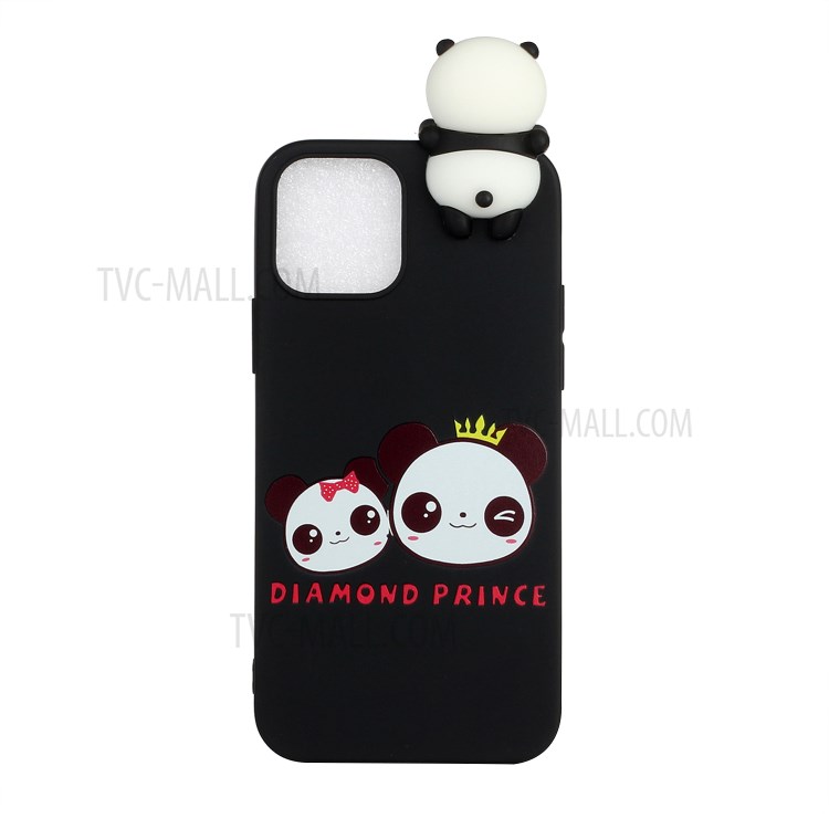3D Doll Decor Soft TPU Cell Phone Case for iPhone 12 Pro/12 - Couple Panda-1