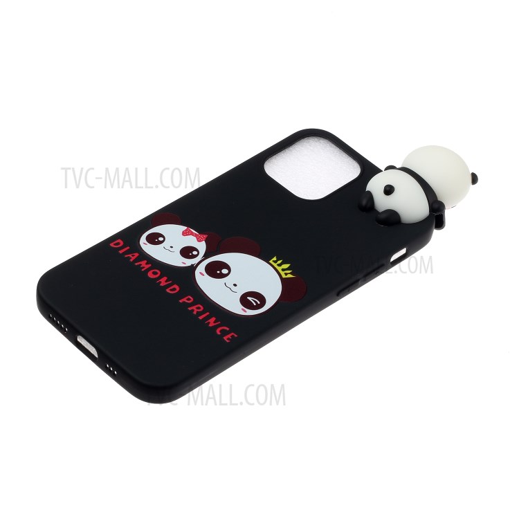 3D Doll Decor Soft TPU Cell Phone Case for iPhone 12 Pro/12 - Couple Panda-3