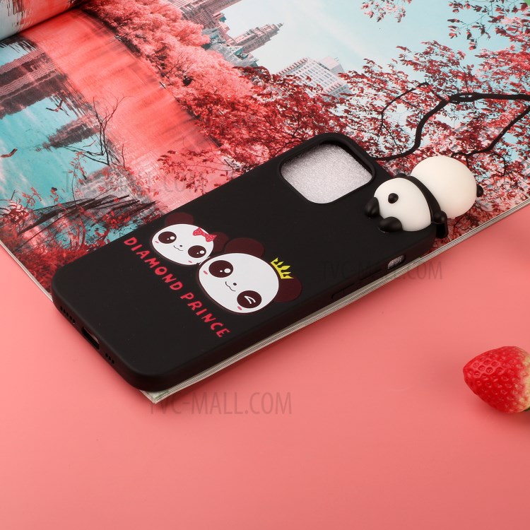 3D Doll Decor Soft TPU Cell Phone Case for iPhone 12 Pro/12 - Couple Panda-5