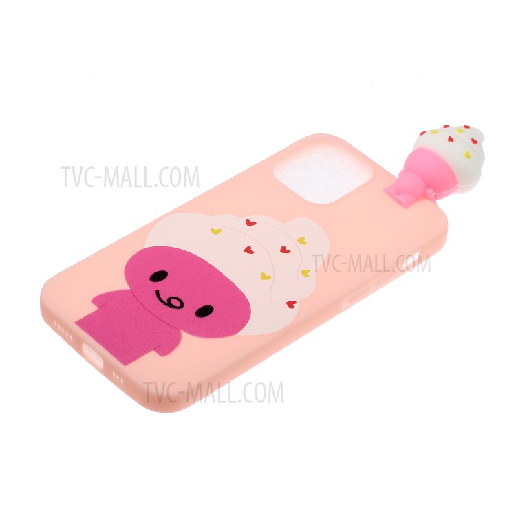 3D Doll Decor Soft TPU Cell Phone Case for iPhone 12 Pro/12 - Ice Cream-3