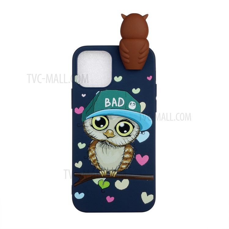 3D Doll Decor Soft TPU Cell Phone Case for iPhone 12 Pro/12 - Male Owl-1
