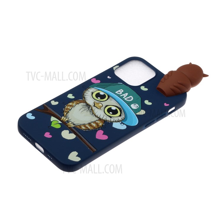 3D Doll Decor Soft TPU Cell Phone Case for iPhone 12 Pro/12 - Male Owl-3