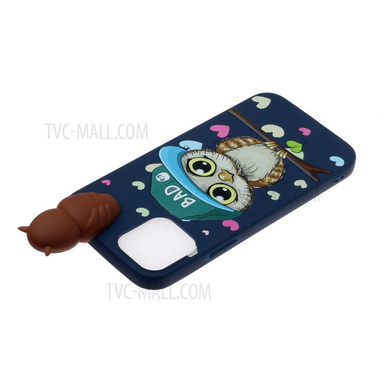 3D Doll Decor Soft TPU Cell Phone Case for iPhone 12 Pro/12 - Male Owl-4