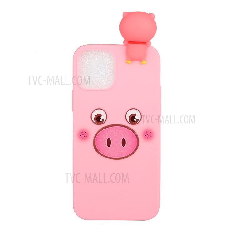 3D Animal Doll Patterned TPU Soft Shell Case for Phone 12 Pro Max 6.7-inch - Pink-1