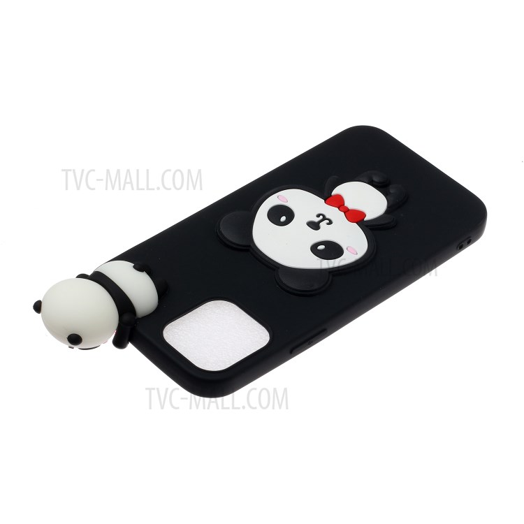 3D Doll Decor TPU Cover Casing for iPhone 12 Pro/12 - Black/Panda-4