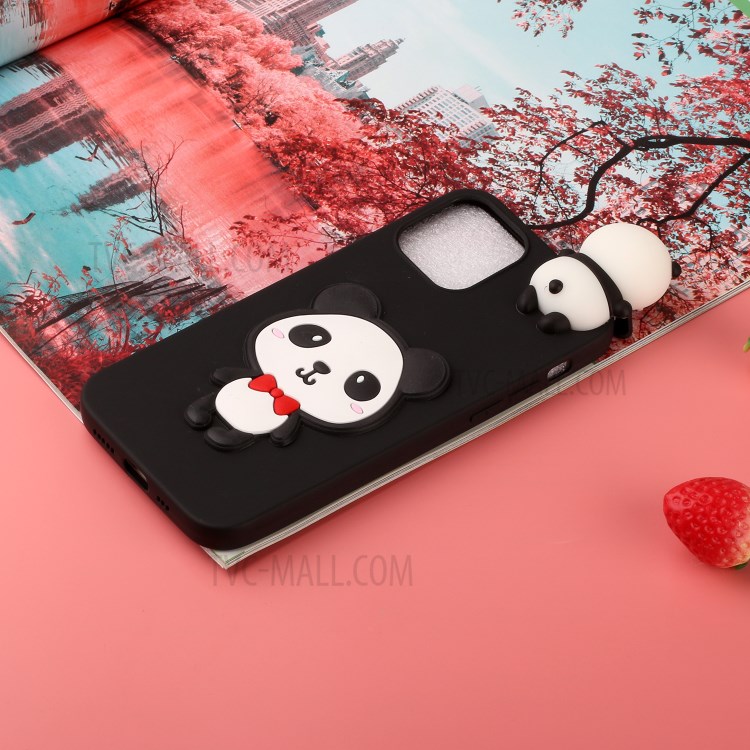 3D Doll Decor TPU Cover Casing for iPhone 12 Pro/12 - Black/Panda-5