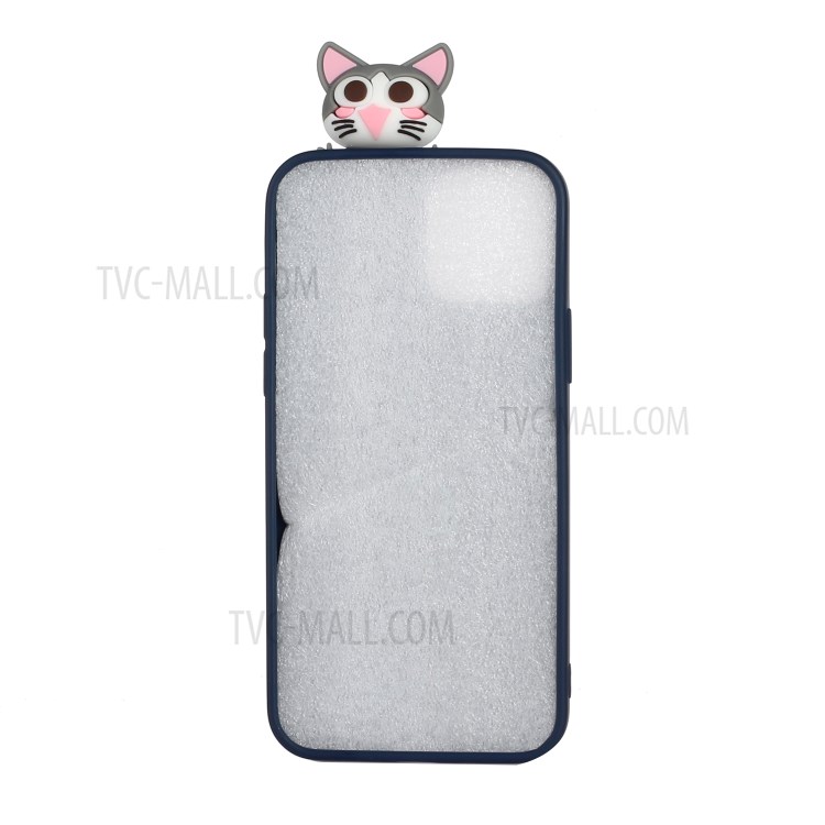 3D Doll Decor Soft TPU Phone Cover for iPhone 12 Pro/12 - Dark Blue-2