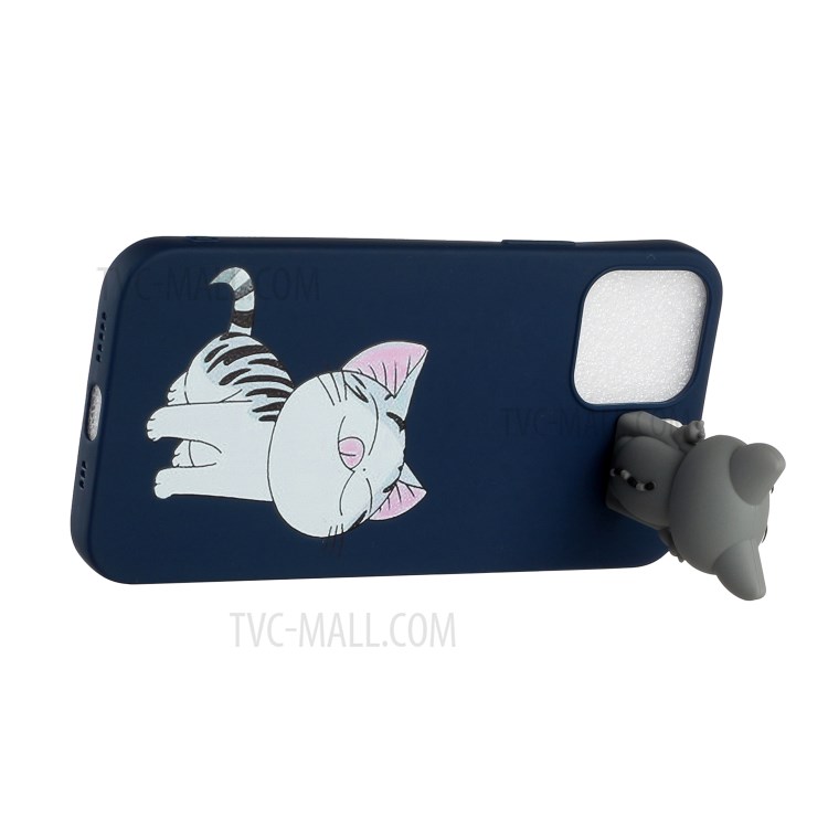 Kickstand Stylish Cool TPU Pattern Printing Protector Case for iPhone 12 mini - Cat-5