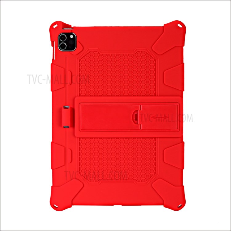 With Kickstand and Hanging Rope PC + Silicone Case for iPad Pro 11-inch (2020)/(2018) - Red-2
