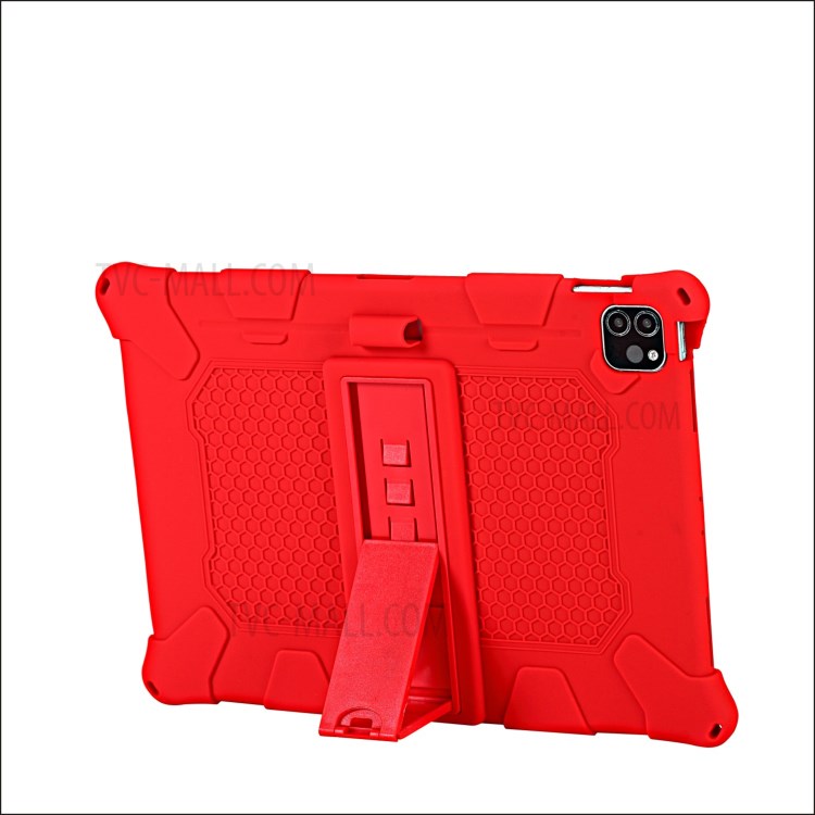 With Kickstand and Hanging Rope PC + Silicone Case for iPad Pro 11-inch (2020)/(2018) - Red-4