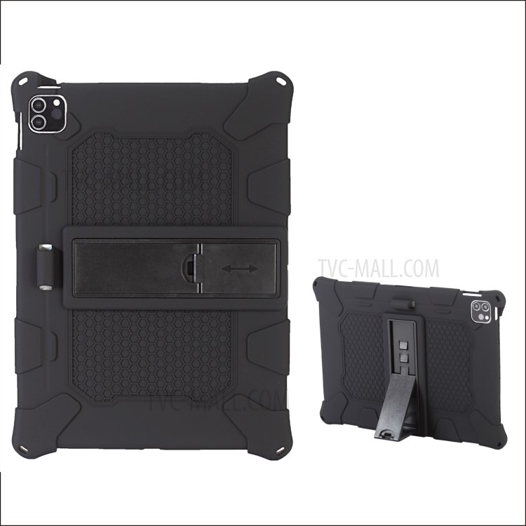 With Kickstand and Hanging Rope PC + Silicone Case for iPad Pro 11-inch (2020)/(2018) - Black-1