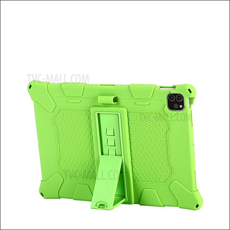 With Kickstand and Hanging Rope PC + Silicone Case for iPad Pro 11-inch (2020)/(2018) - Fluorescent Green-4