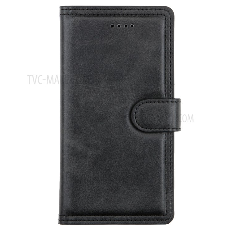 Double Line Leather Wallet Stand Phone Case for iPhone 12 Pro/12 Max 6.1 inch - Black-2