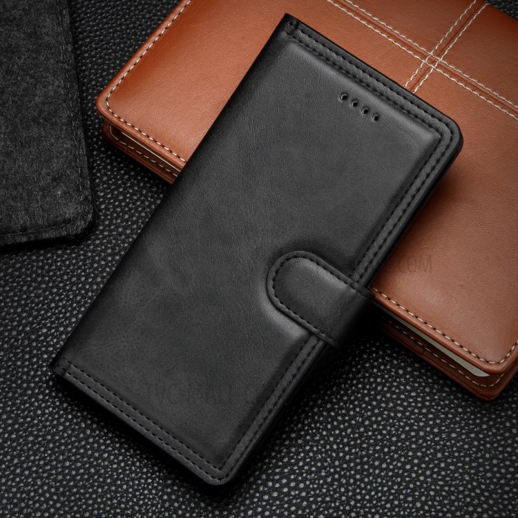 Double Line Leather Wallet Stand Phone Case for iPhone 12 Pro/12 Max 6.1 inch - Black-6