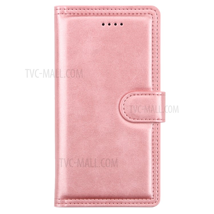 Double Line Leather Wallet Protective Phone Cover for iPhone 12 Pro Max 6.7 inch - Rose Gold-2