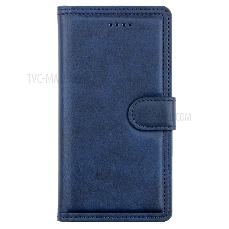 Double Line Leather Wallet Protective Phone Cover for iPhone 12 Pro Max 6.7 inch - Blue-2
