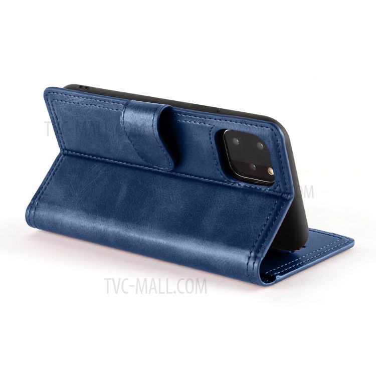 Double Line Leather Wallet Protective Phone Cover for iPhone 12 Pro Max 6.7 inch - Blue-3