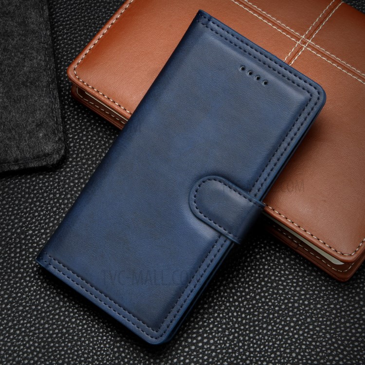 Double Line Leather Wallet Protective Phone Cover for iPhone 12 Pro Max 6.7 inch - Blue-5