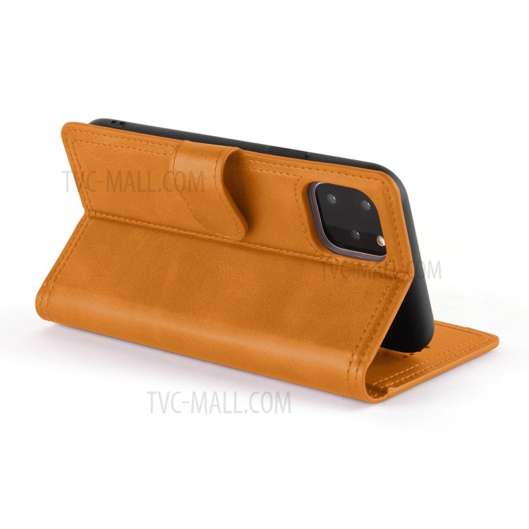 Double Line Leather Wallet Protective Phone Cover for iPhone 12 Pro Max 6.7 inch - Brown-12
