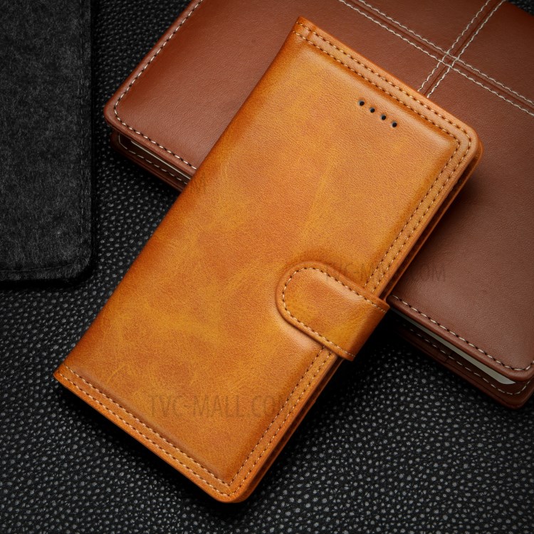 Double Line Leather Wallet Protective Phone Cover for iPhone 12 Pro Max 6.7 inch - Brown-13