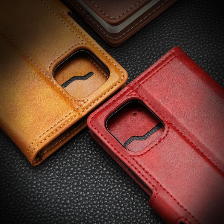 Double Line Leather Wallet Protective Phone Cover for iPhone 12 Pro Max 6.7 inch - Brown-15