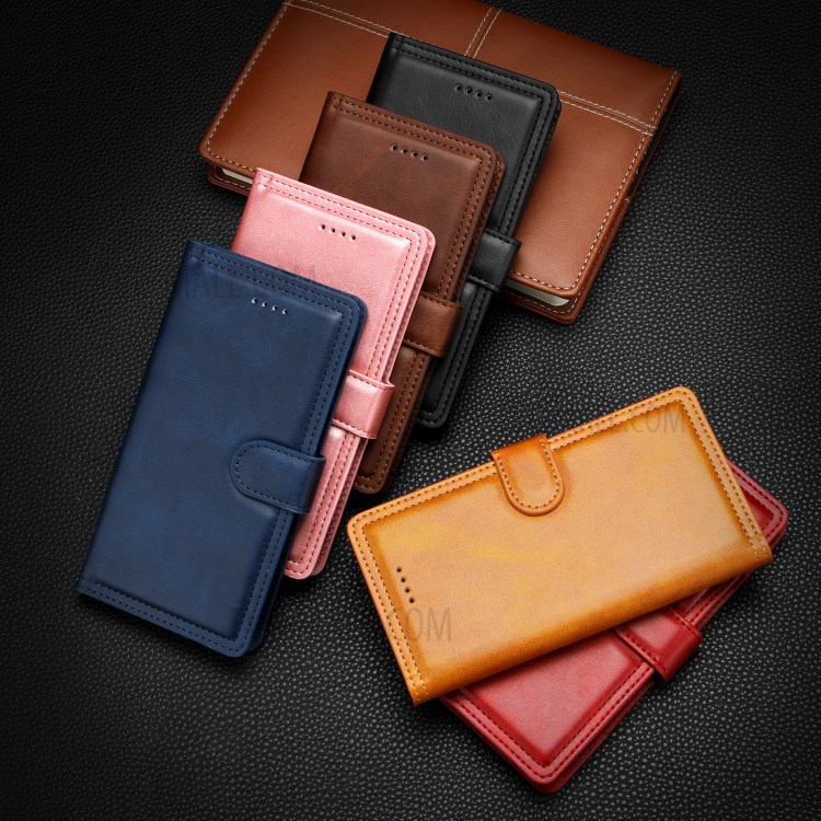Double Line Leather Wallet Protective Phone Cover for iPhone 12 Pro Max 6.7 inch - Brown-16