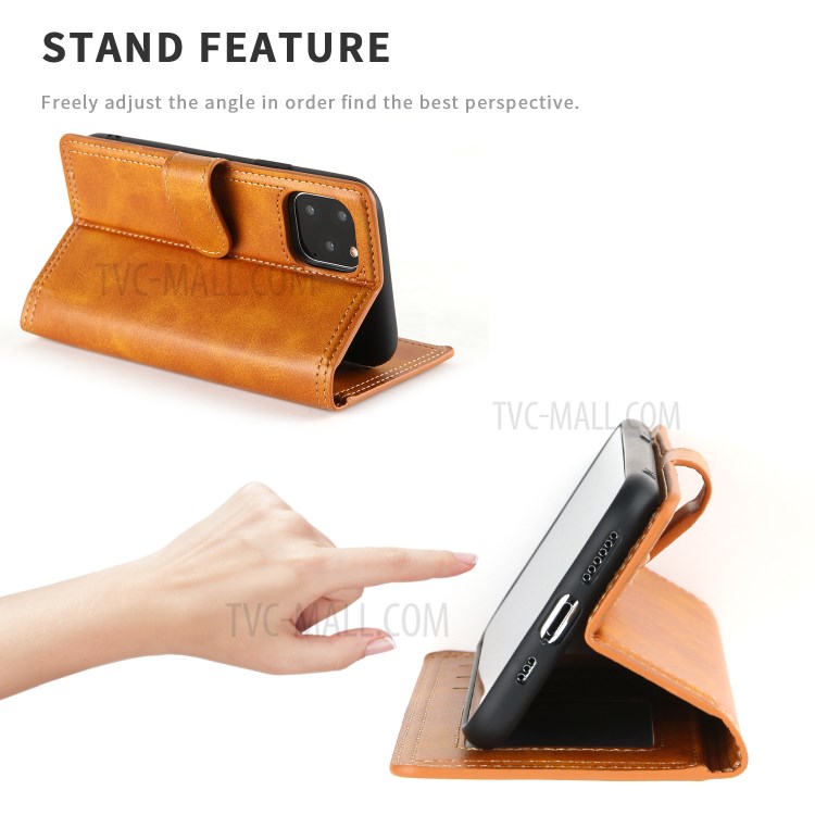 Double Line Leather Wallet Protective Phone Cover for iPhone 12 Pro Max 6.7 inch - Brown-3