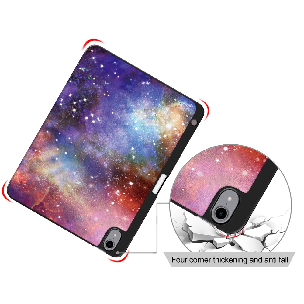 Pattern Printing PU Leather Tri-fold with Pen Slot Tablet Cover for Apple iPad Air (2020)/iPad Air 4/iPad Air (4th generation) - Galaxy Pattern-10