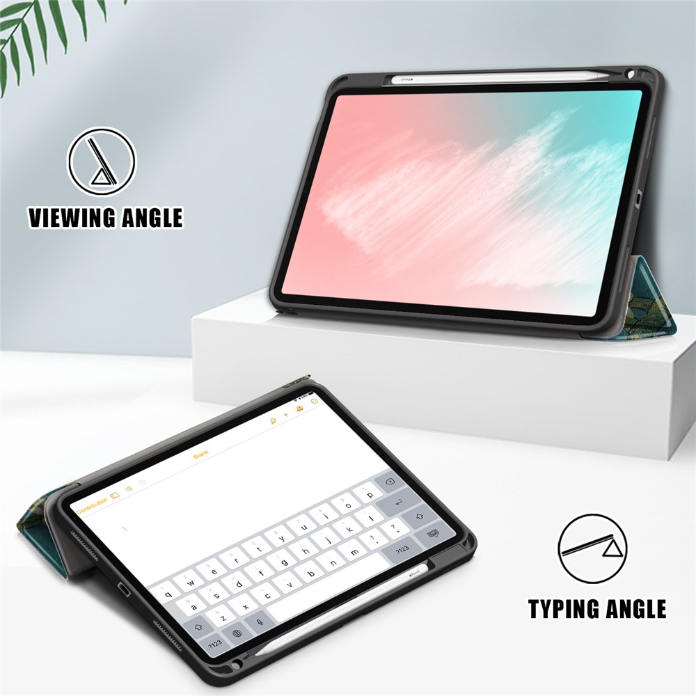 Motif D'impression Cuir PU Trois Plis Avec Couvercle De La Tablette De La Fente De La Plume Pour L'air De Pomme IPAD (2020) / Ipad Air 4 / Ipad Air (4ème Génération) - Wintersweet-5