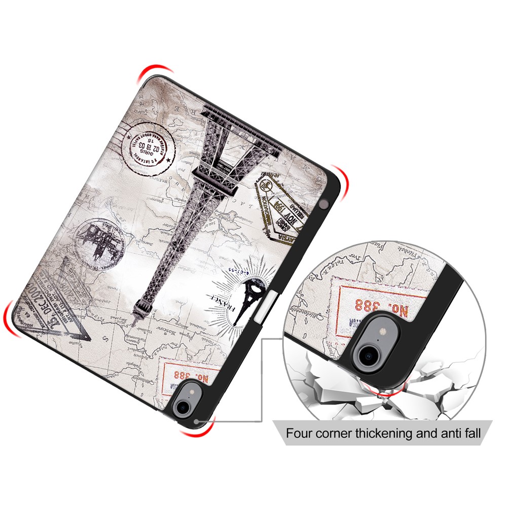 Pattern Printing PU Leather Tri-fold with Pen Slot Tablet Cover for Apple iPad Air (2020)/iPad Air 4/iPad Air (4th generation) - Eiffel Tower-10