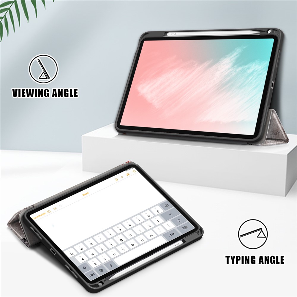 Pattern Printing PU Leather Tri-fold with Pen Slot Tablet Cover for Apple iPad Air (2020)/iPad Air 4/iPad Air (4th generation) - Eiffel Tower-5