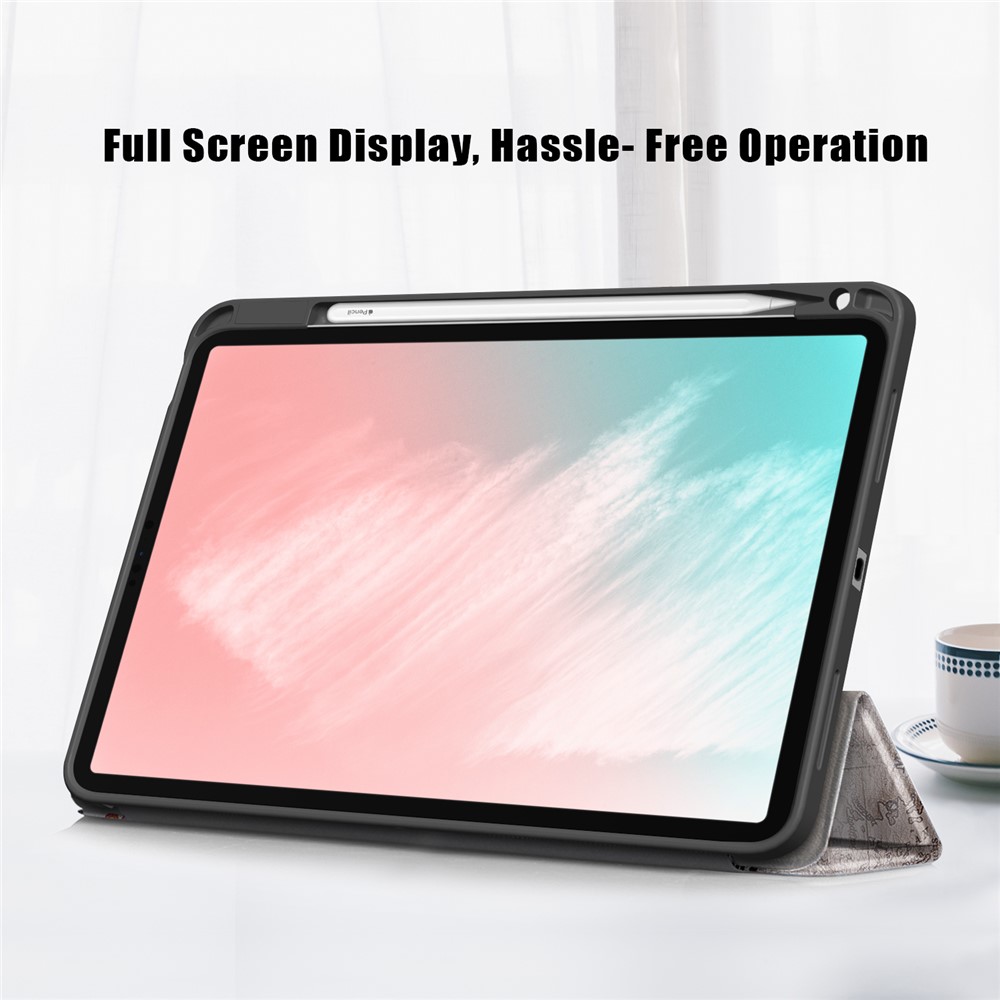 Pattern Printing PU Leather Tri-fold with Pen Slot Tablet Cover for Apple iPad Air (2020)/iPad Air 4/iPad Air (4th generation) - Eiffel Tower-8