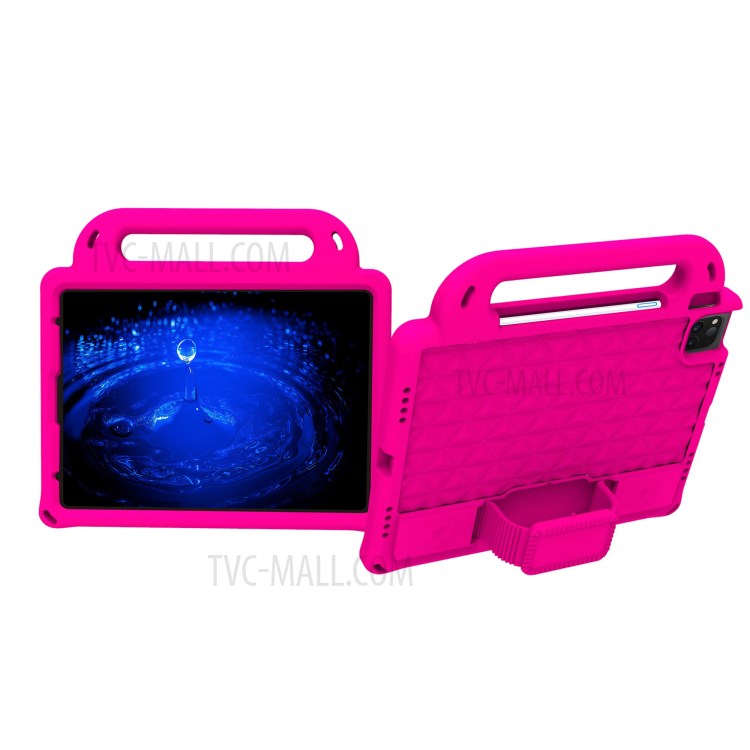 Rhombus Style EVA Protection Case with Shoulder Strap for iPad Pro 11-inch (2020)/(2018)/iPad Air (2020)/Air 4 - Rose-1