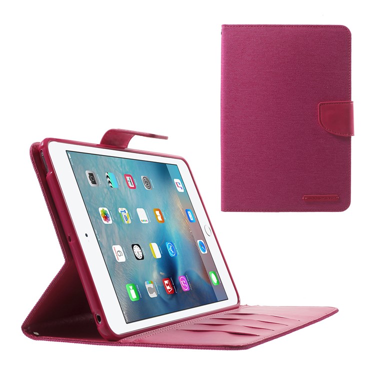 MERCURY GOOSPERY Canvas Leather Wallet Case for iPad Mini 3/2/1 - Rose-1