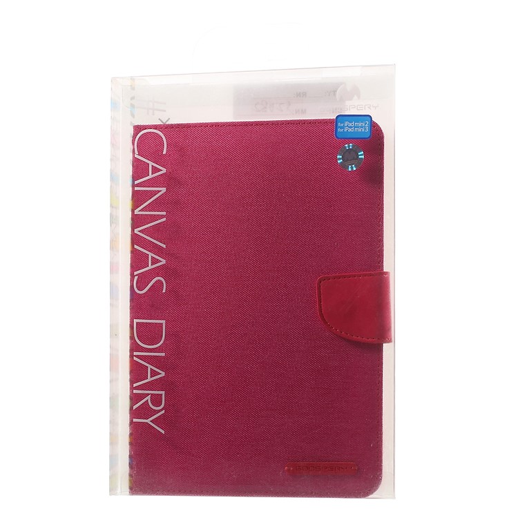 MERCURY GOOSPERY Canvas Leather Wallet Case for iPad Mini 3/2/1 - Rose-11