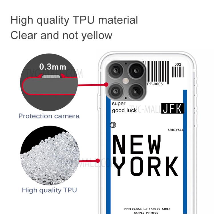 Travel City Boarding Pass TPU Protector Phone Case for iPhone 12 mini - NEW YORK-3