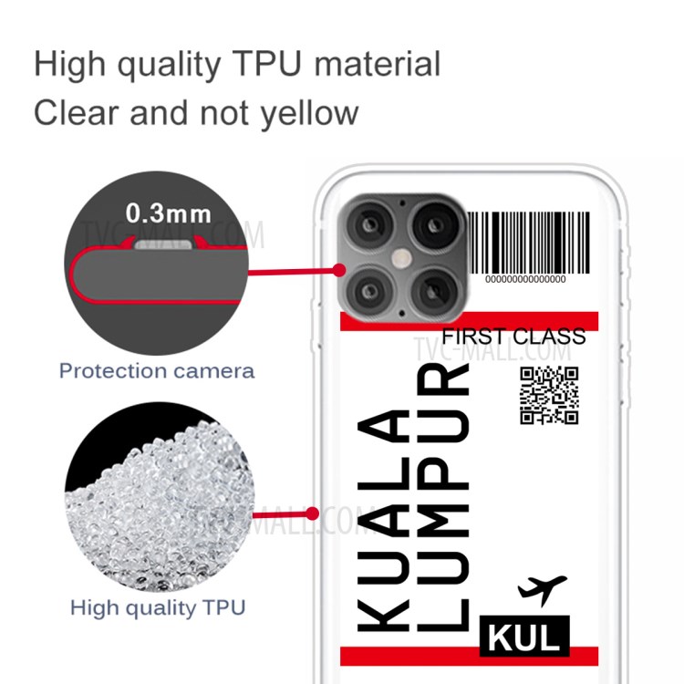 Travel City Boarding Pass TPU Protector Phone Case for iPhone 12 mini - KUALA LUMPUR-3