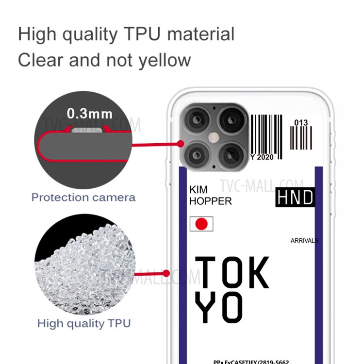 Travel City Boarding Pass TPU Protector Phone Case for iPhone 12 mini - TOKYO/KIM HOPPER-3