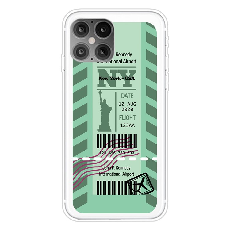 Travel City Boarding Pass TPU Protector Phone Cover for iPhone 12 Max/Pro 6.1 inch - NY-1