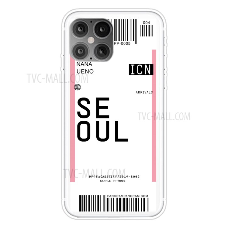 Travel City Boarding Pass TPU Protector Phone Cover for iPhone 12 Pro/12 - SEOUL/NANA UENO-1