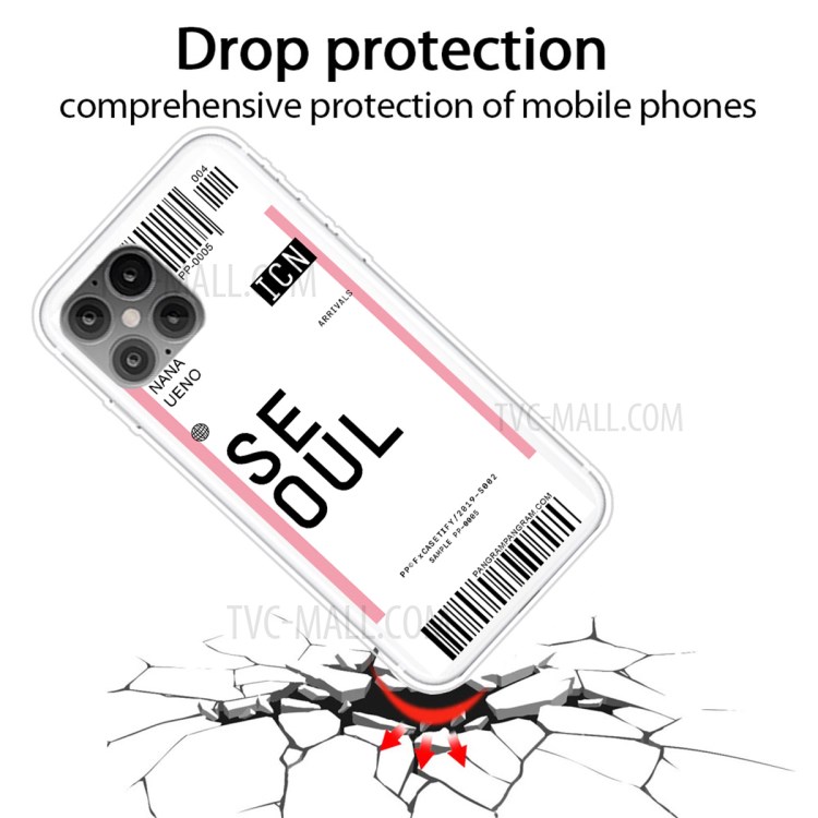 Travel City Boarding Pass TPU Protector Phone Cover for iPhone 12 Pro/12 - SEOUL/NANA UENO-2