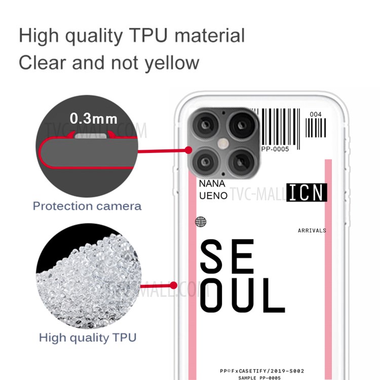 Travel City Boarding Pass TPU Protector Phone Cover for iPhone 12 Pro/12 - SEOUL/NANA UENO-3