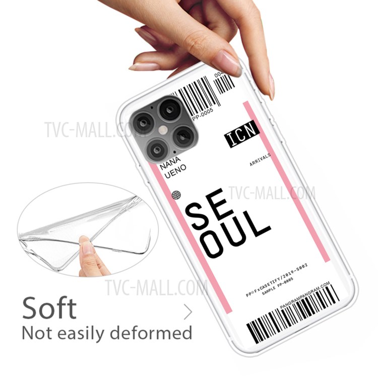 Travel City Boarding Pass TPU Protector Phone Cover for iPhone 12 Pro/12 - SEOUL/NANA UENO-4